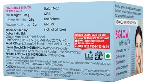 Dabur Fem Face Bleach Pearl & Milk 24g